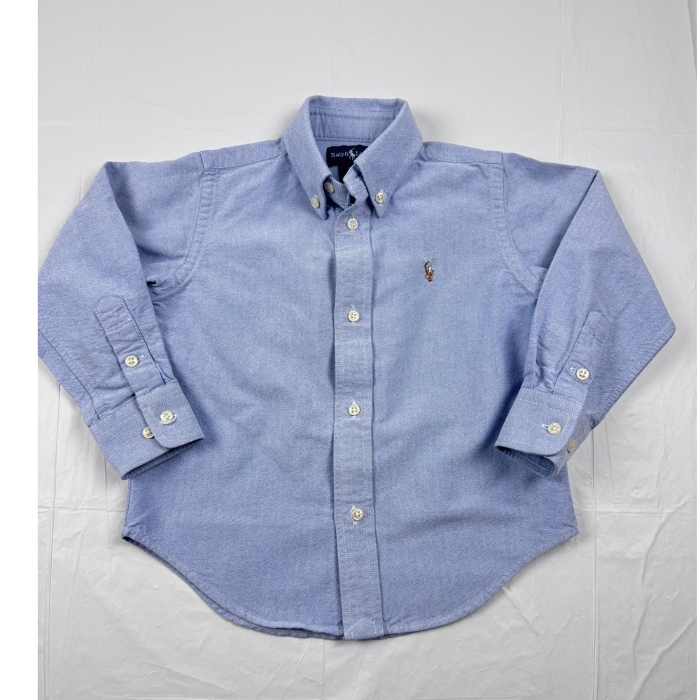 Ralph Lauren Boys Light Blue Oxford Button Down Shirt Size 3/3T Long Sleeve
